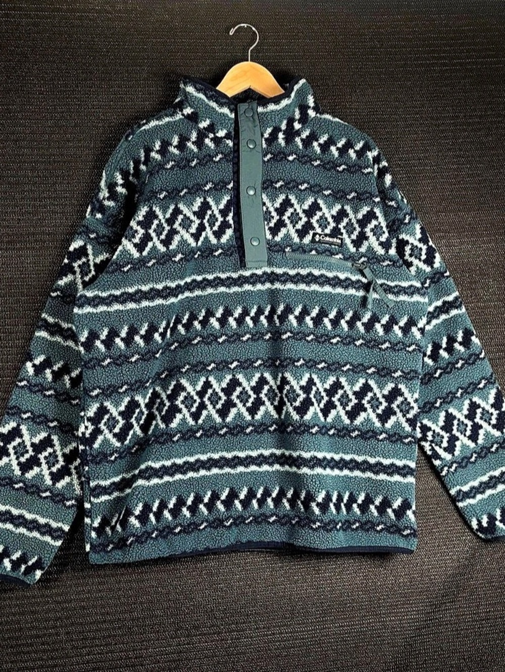 Columbia Lodge Sherpa 1/2 Snap Fleece Pullover Blue & White XL